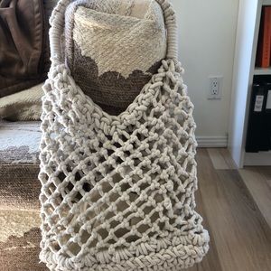 Macrame top shop bag with interior bag